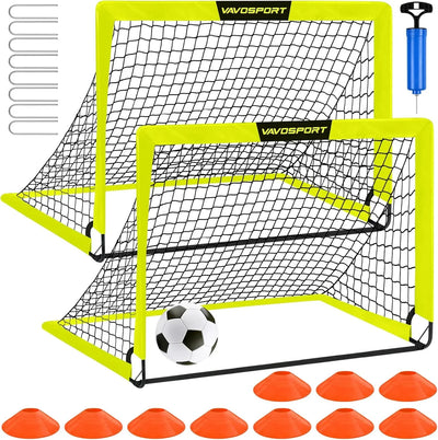 VAVOSPORT - Set de Porterías de Fútbol Portátiles 4'x3' para Niños | Incluye Balón, Bomba y Conos | Entrenamiento en Casa y Jardín - Tekeno