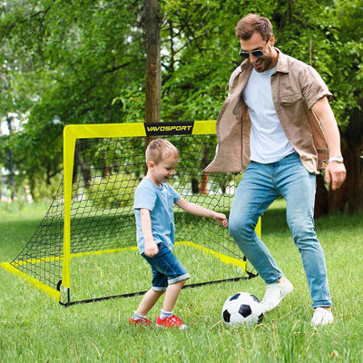 VAVOSPORT - Set de Porterías de Fútbol Portátiles 4'x3' para Niños | Incluye Balón, Bomba y Conos | Entrenamiento en Casa y Jardín - Tekeno