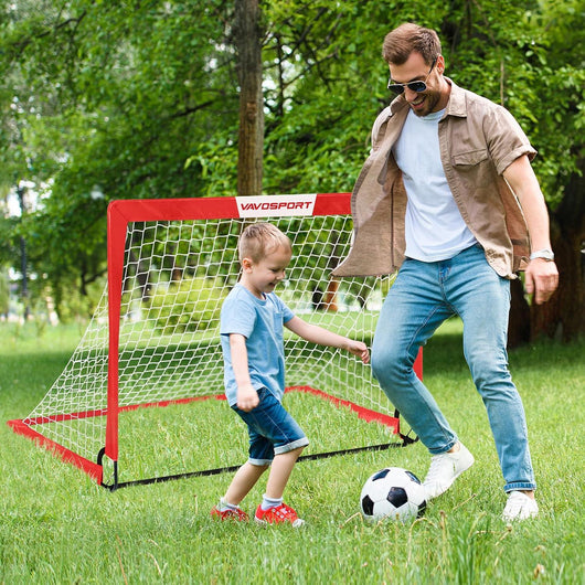 VAVOSPORT - Set de Porterías de Fútbol Portátiles 4'x3' para Niños | Incluye Balón, Bomba y Conos | Entrenamiento en Casa y Jardín - Tekeno