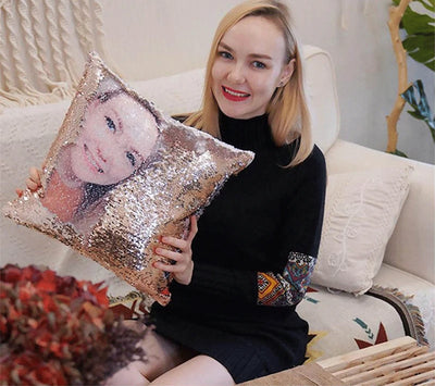 Funda de Cojín Personalizada con Lentejuelas Luminosas y Fotos Impresas - Image 16