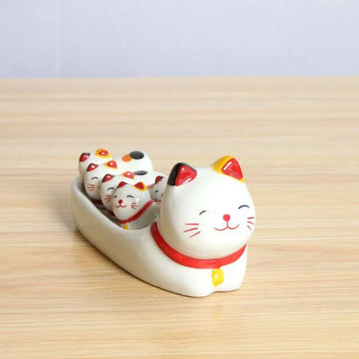 Soporte Decorativo de Cerámica para Palillos Chinos - Diseño Gato de la Fortuna - Image 12