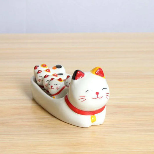 Soporte Decorativo de Cerámica para Palillos Chinos - Diseño Gato de la Fortuna - Image 12