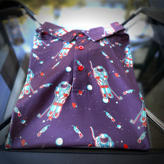 Outer Bounds | Camisa Polo Masculina Astronauta Retrô de Golfe