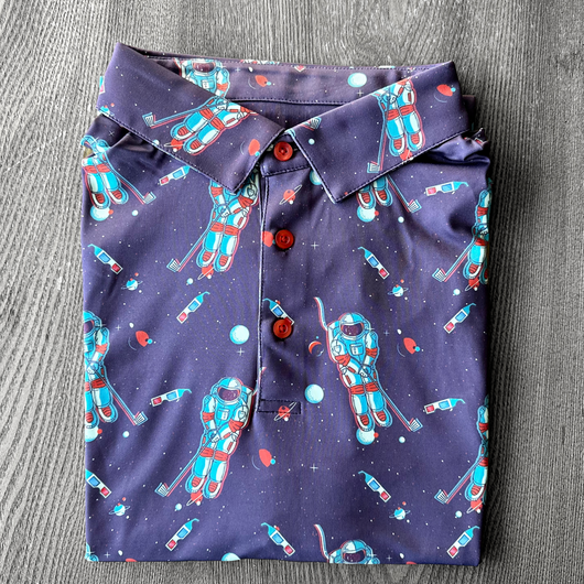 Outer Bounds | Camisa Polo Masculina Astronauta Retrô de Golfe