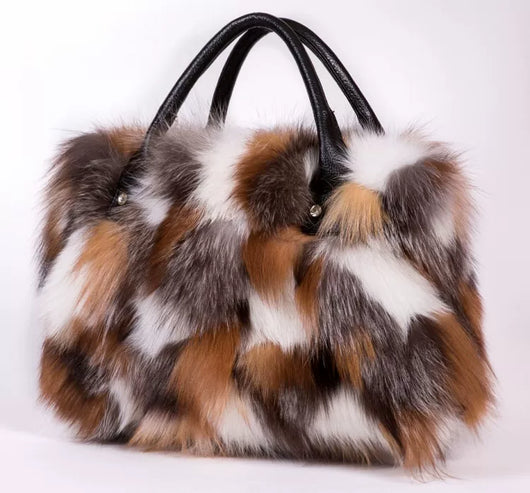 Bolso Bandolera de Piel de Zorro y Lana con Un Hombro - Image 10