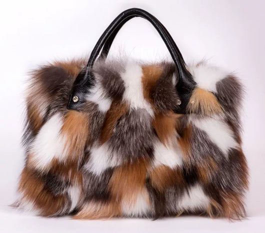 Bolso Bandolera de Piel de Zorro y Lana con Un Hombro - Image 8