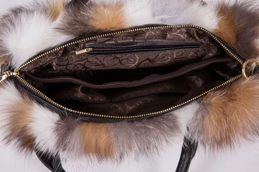 Bolso Bandolera de Piel de Zorro y Lana con Un Hombro - Image 30