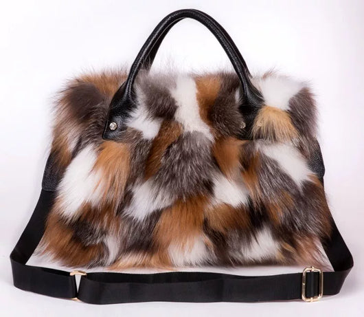 Bolso Bandolera de Piel de Zorro y Lana con Un Hombro - Image 16
