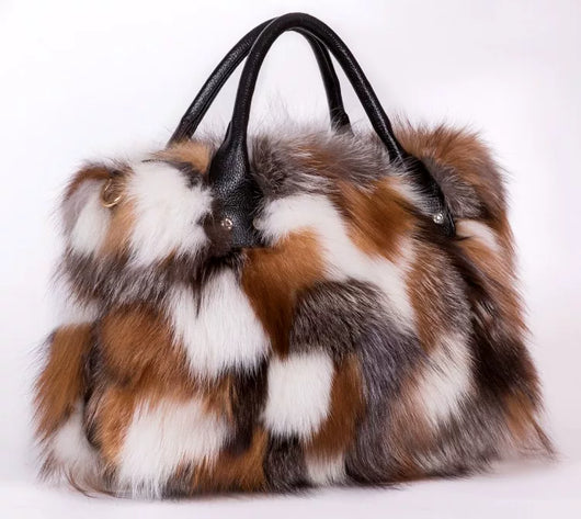 Bolso Bandolera de Piel de Zorro y Lana con Un Hombro - Image 14