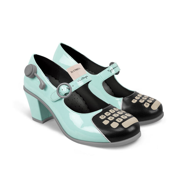 Sapatos Mary Jane Chocolaticas® Salto Médio Máquina de Escrever para Mulheres