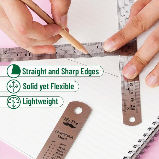 Paquete de 4 Reglas de Metal para Cortar Mr. Pen: Precisión y Durabilidad para tus Proyectos - Tekeno