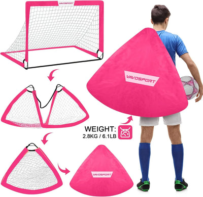 VAVOSPORT - Set de Porterías de Fútbol Portátiles 4'x3' para Niños | Incluye Balón, Bomba y Conos | Entrenamiento en Casa y Jardín - Tekeno
