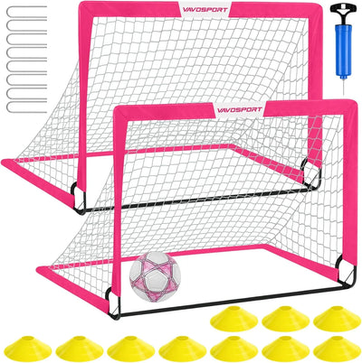VAVOSPORT - Set de Porterías de Fútbol Portátiles 4'x3' para Niños | Incluye Balón, Bomba y Conos | Entrenamiento en Casa y Jardín - Tekeno