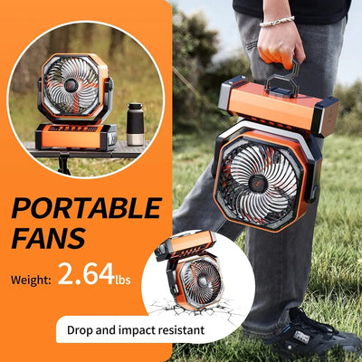 Ventilador de Campamento Portátil Doublepow D12 con Luz LED y Batería de 20000 mAh - Tekeno