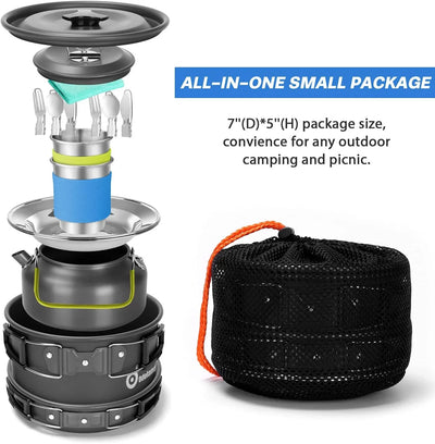Set de Utensilios de Cocina para Camping Odoland de 15 Piezas: Tu Compañero Culinario en la Naturaleza - Tekeno