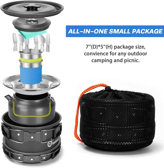 Set de Utensilios de Cocina para Camping Odoland de 15 Piezas: Tu Compañero Culinario en la Naturaleza - Tekeno