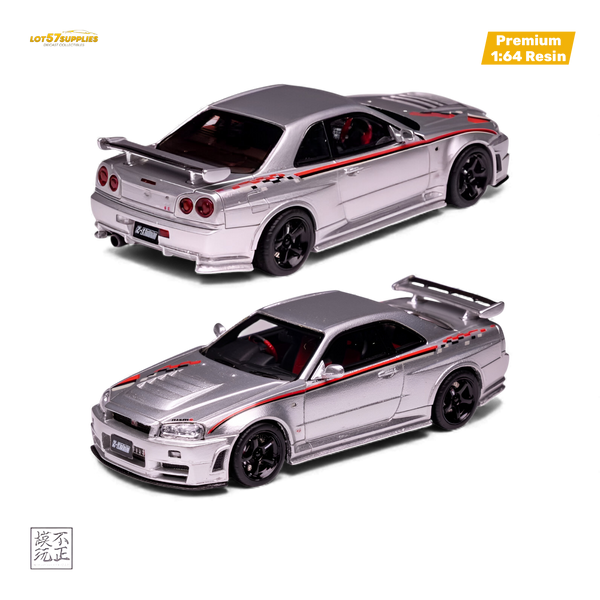 Cars' Lounge Nissan Skyline GT-R R34 Z-TUNE Nismo Edition Prata 1:64