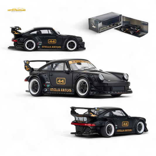 Modelo Modelo Porsche RWB 993 Stella Artois #44 Preto Fosco 1:64