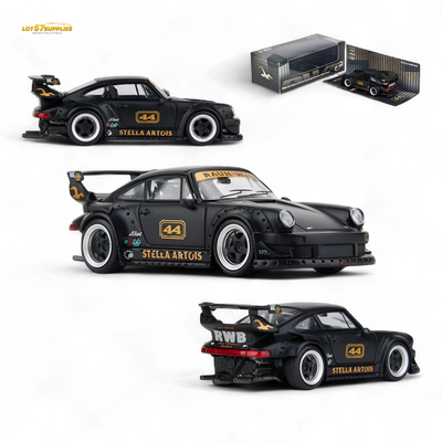 Modelo Modelo Porsche RWB 993 Stella Artois #44 Preto Fosco 1:64