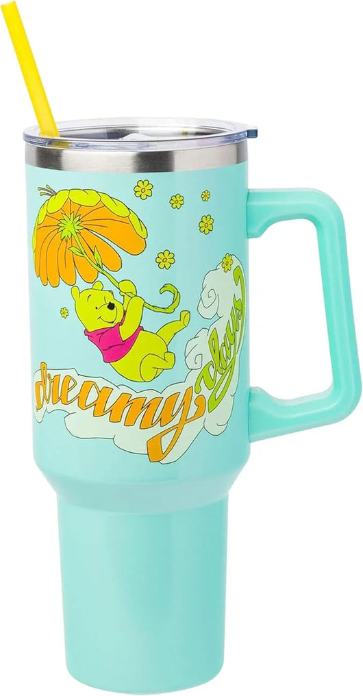 Vaso térmico de acero inoxidable Peanuts 40 oz con tapa, sorbete y asa – Apto para portavasos - Tekeno