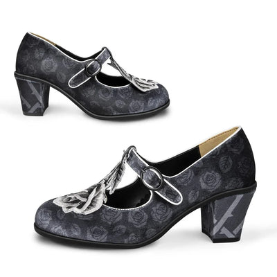 Chocolaticas® Mid Heels Black Tudor Women's Mary Jane Pump - Tekeno