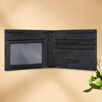 Billetera Bifold Corta para Hombre en Cuero Genuino de Res Negro - Image 12