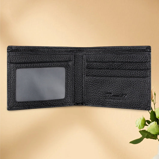 Billetera Bifold Corta para Hombre en Cuero Genuino de Res Negro - Image 12