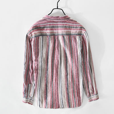 Camisa de Lino a Rayas para Hombre - Perfecta para Primavera y Verano - Image 3