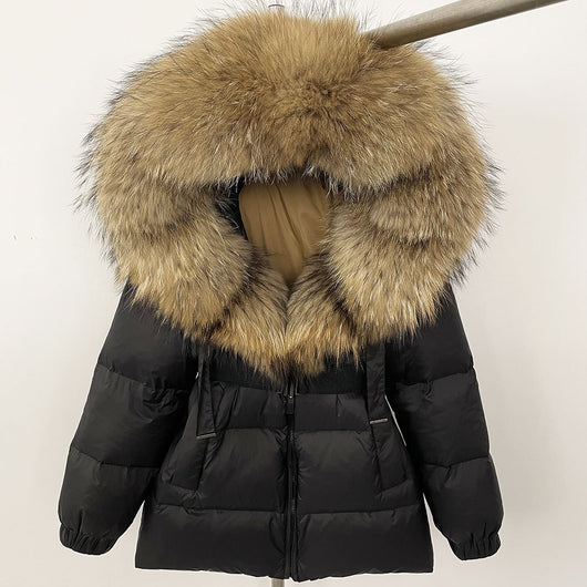 Abrigo de Plumas de Pato Blanco con Cuello de Pelaje de Zorro Oversized - Image 25