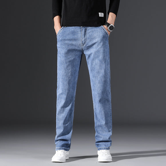Jeans de Cintura Alta Elásticos para Hombre - Corte Recto Clásico