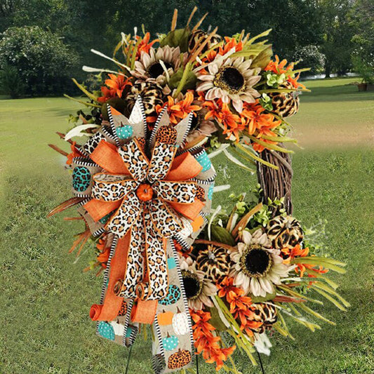 Guirnalda Decorativa Artificial con Girasoles y Estampado de Leopardo para Puerta