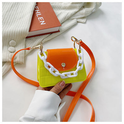 Bolso Bandolera Cuadrado Mini Jelly con Contraste de Colores - Image 12