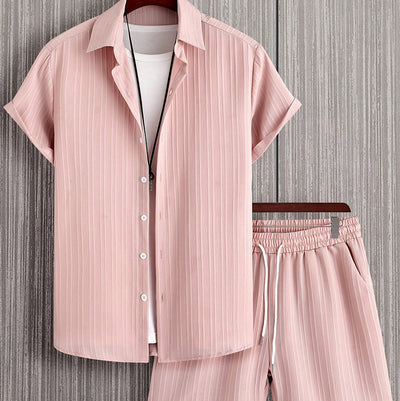 Camisa Manga Corta a Rayas con Solapa de Traje - Image 7