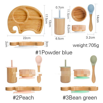 Juego de Plato y Tazón de Bambú con Ventosas para Niños - Diseño Elefante 4 Piezas - Image 11