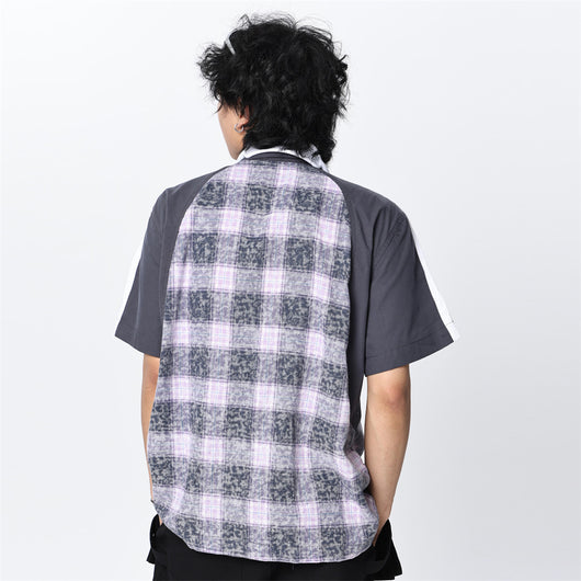 Camisa de Cuadros Bicolor Manga Corta para Hombre - Image 9