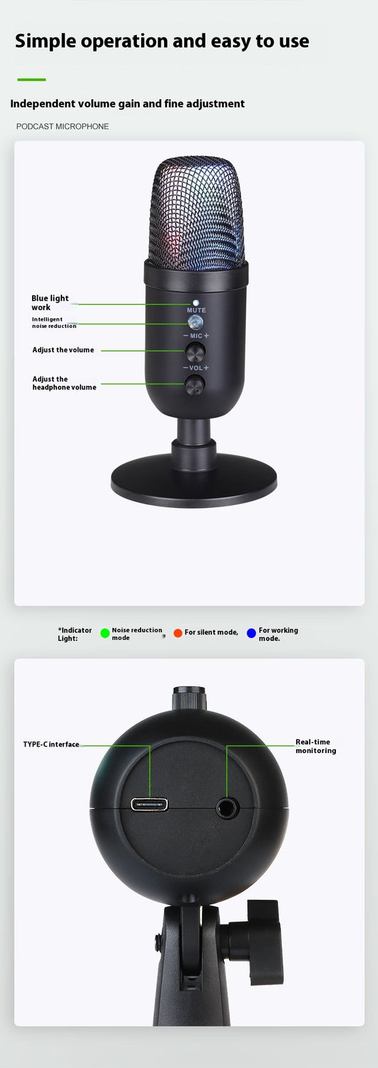 Micrófono USB RGB para Streaming, Gaming y Karaoke - Image 13