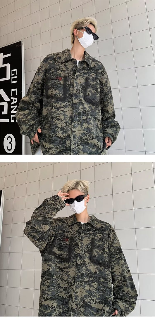 Camisa Vintage de Camuflaje Estilo Americano para Hombre Primavera - Image 12