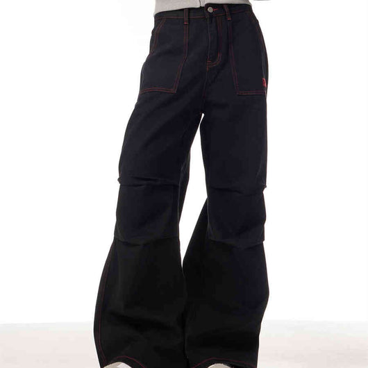 Pantalón de Trabajo Bicolor Negro y Rojo con Bolsillos - Image 8