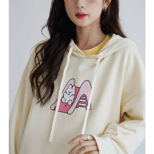 Sudadera Estampada con Capucha de Manga Larga para Mujer