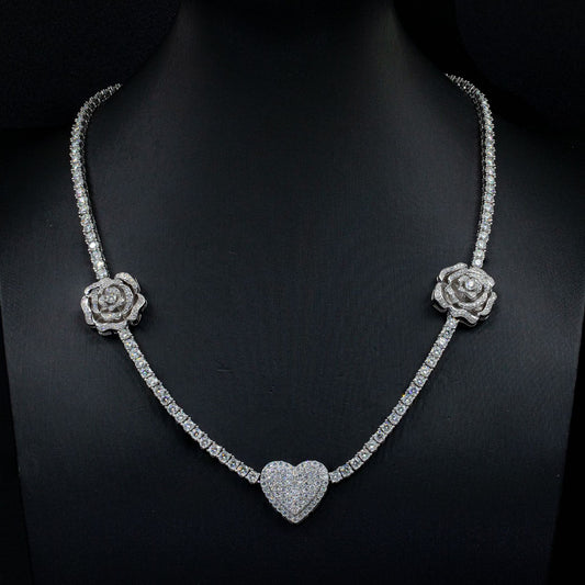 Conjunto de Plata 925 con Moissanita - Collar Hip-hop Personalizado Dorado Rosa