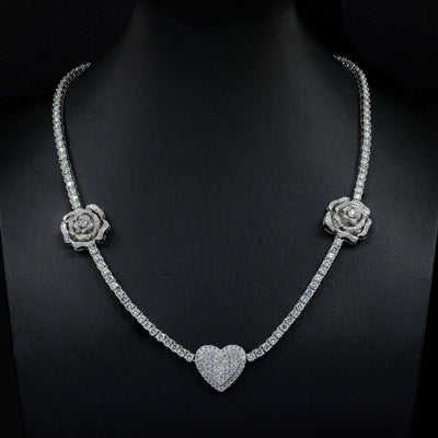Conjunto de Plata 925 con Moissanita - Collar Hip-hop Personalizado Dorado Rosa