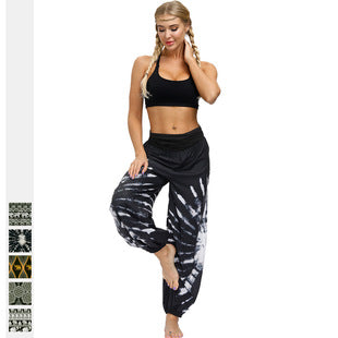 Pantalones Yoga Sueltos con Estampado Étnico y Cintas en Tobillos para Mujer - Image 6