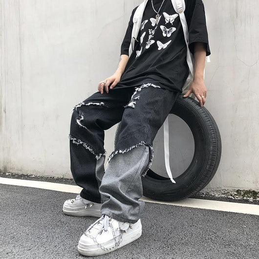 Pantalones Vaqueros Sueltos con Flecos - Estilo Urbano para Hombre - Image 5