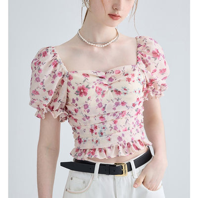 Camisa Floral Slim Fit de Manga Corta Estilo Francés - Image 9
