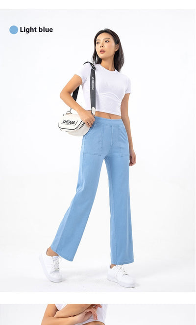 Pantalones Cargo Retro Cintura Alta Mujer Pierna Recta Ancha - Image 18