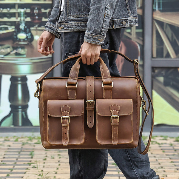 Bolso de Cuero Genuino para Negocios