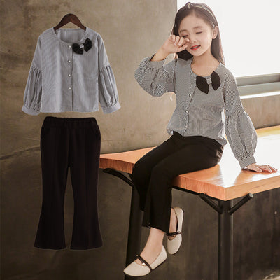 Conjuntos de Primavera para Niñas con Moños - Blusas y Pantalones