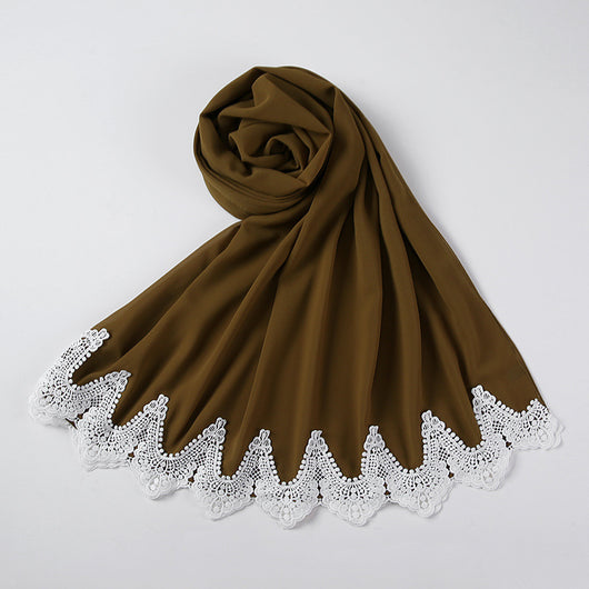 Pañuelo de Gasa Perla con Encaje Malayo - Diseño Cosido a Mano - Image 55