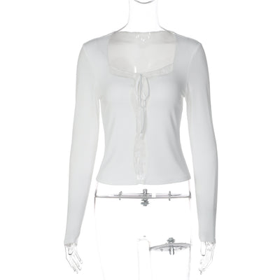 Camiseta Cuello Cuadrado con Detalles de Encaje para Mujer - Image 20