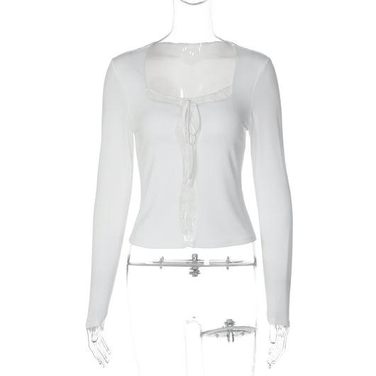 Camiseta Cuello Cuadrado con Detalles de Encaje para Mujer - Image 20